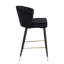 Chaise de comptoir rembourrée en velours tendance avec capitonnage exquis et détails dorés, pieds en métal noir, l 20 po x P 21 po, H 36,5 po, rembourrée de mousse, tabouret élégant-261940836
