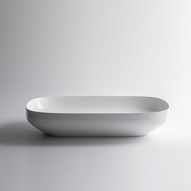Lavabo de salle de bain vasque L 29,5 po Top, Blanc lustré