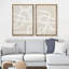 «Mid-Century», beige, géométrique blanc, anneau en spirale, coups de peinture, formes, art moderne, décoration murale, 2 pièces-98109690-98109689