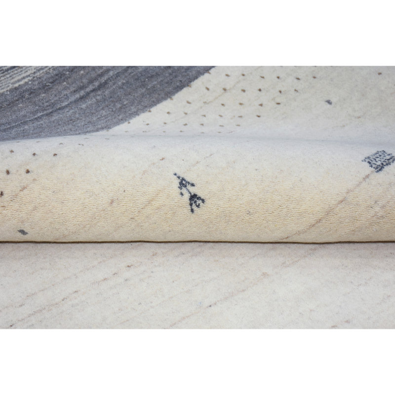 Hand Knotted Wool Striped Area Rug in Natural/Taupe/Gray, Rectangle 8' x 10'