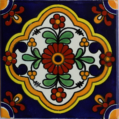6" x 6" 4pcs TalaMex Zarza Talavera Mexican Tile