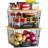 2 Set XXL Stackable Wire Basket With Bamboo Tops & Tag Pantry Organizer And Storage Bins Kitchen Counter Cabinet Shelf Countertop Under Organizing Food Snack Produce Onion Bread Storage