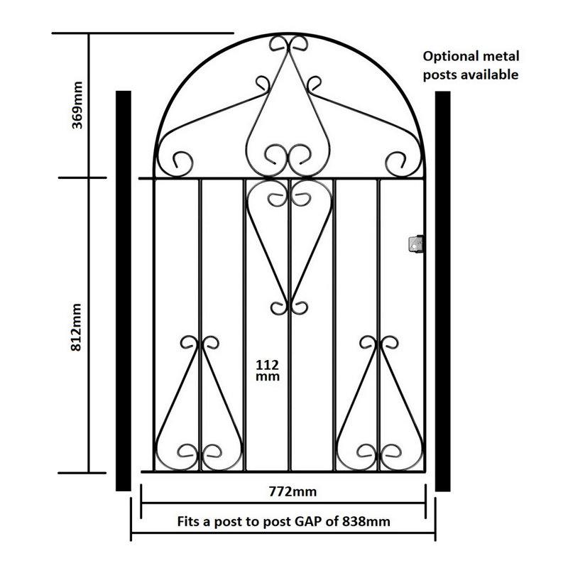 Suez Black Metal Gate, 84cm W X 118cm H