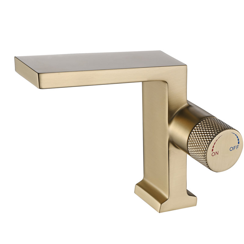 Robinet de salle de bain moderne à poignée simple 5,63 "1 trou, Brushed Gold