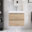 Meuble-lavabo suspendu flottant en mélamine de 24 po avec lavabo intégré en résine, armoire de salle de bain en bois naturel avec tiroirs à fermeture douce et poignées supprimées-645627736-674649797