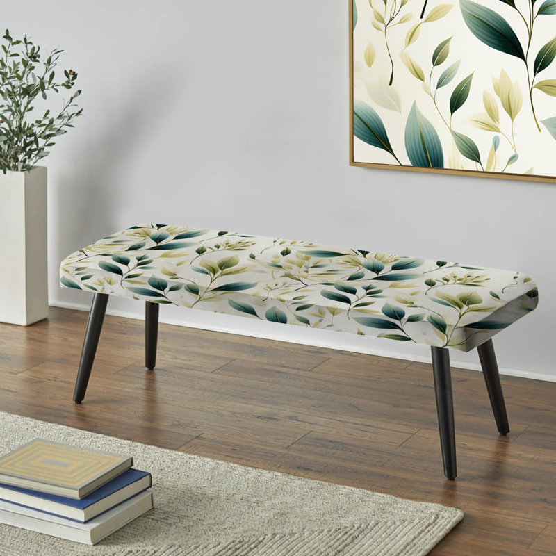 Motif de feuilles zen - Banc noir rembourré Plants