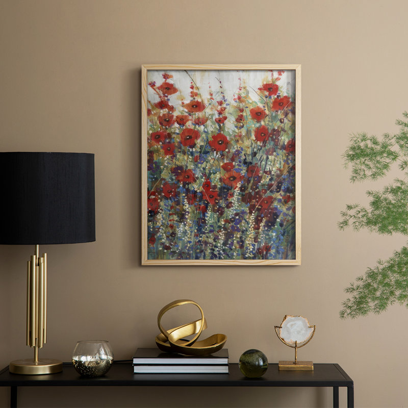 «Garden Poppies II», reproduction encadrée - bois massif, Naturel, H 15 po x l 12 po