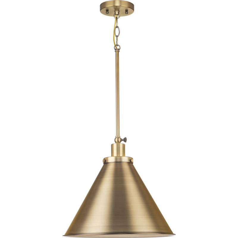 Luminaire suspendu conique à 1 lumière Haydenville, Laiton rétro, Laiton rétro