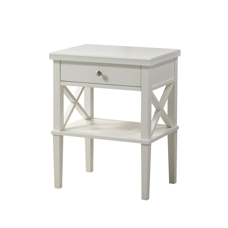 Alura Bed Side Table, Modern Nightstand With Drawer, Bedroom Nightstand, White