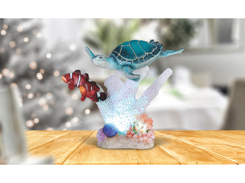 Figurine 7,5 pi avec tortue de mer et poissons-clowns
