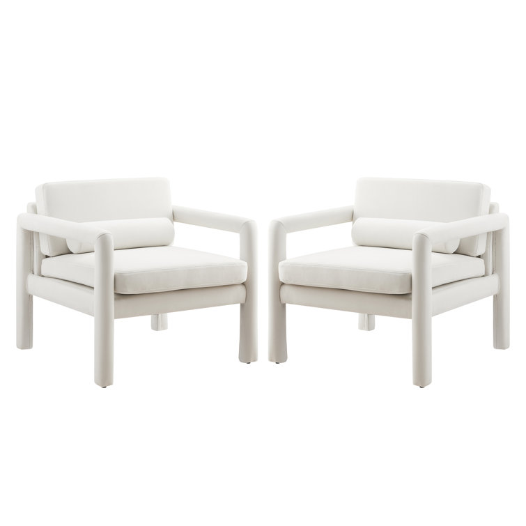 Brennyn Upholstered Velvet Accent Armchair Set of 2