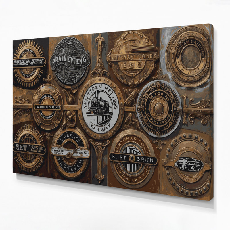 Transport, compagnie de chemin de fer historique, art mural sur toile brune, H 11 po x l 14 po