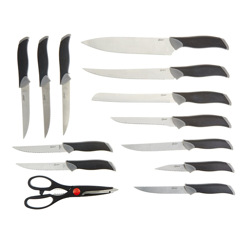 Lindbergh 14-Piece Black Stainless Steel Knife Set with Pine Block
