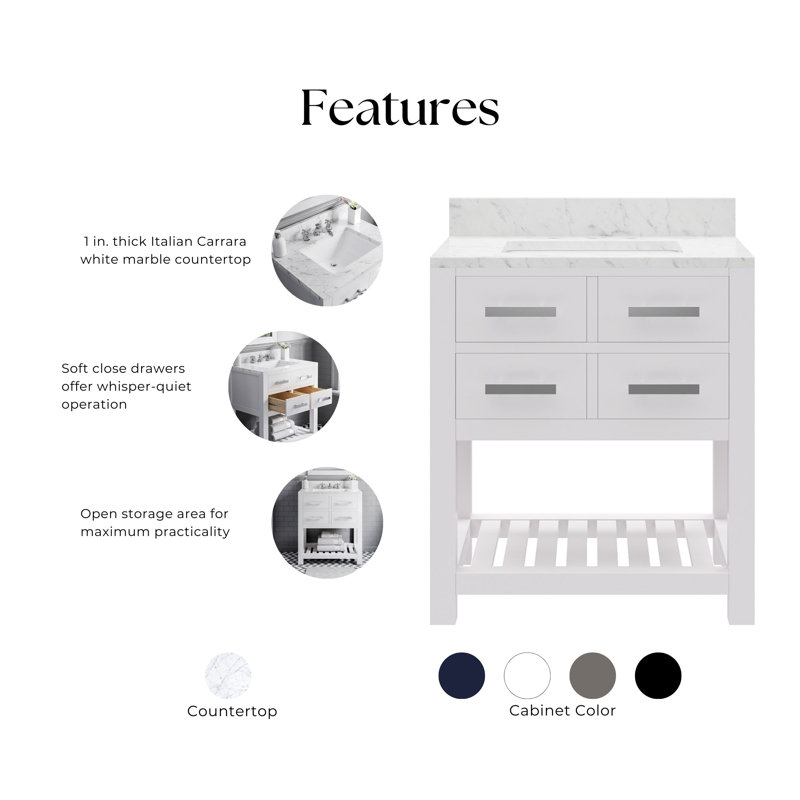Madalyn 24" Single Sink Bathroom Vanity Set with Mirror, Solid White, Faucet Included