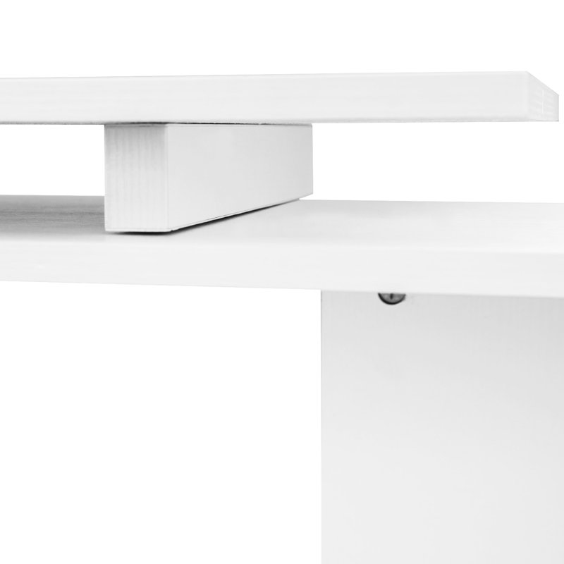 Table de bureau d'angle 360 rotative, 55 po en forme de L avec 3 rangements, blanc, pour chambre à coucher, salon, poste de travail d'ordinateur, tablettes de maison moderne, coin-détente