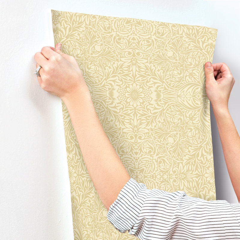 Ceiling Brown Intricate Floral Wallpaper, Yellow