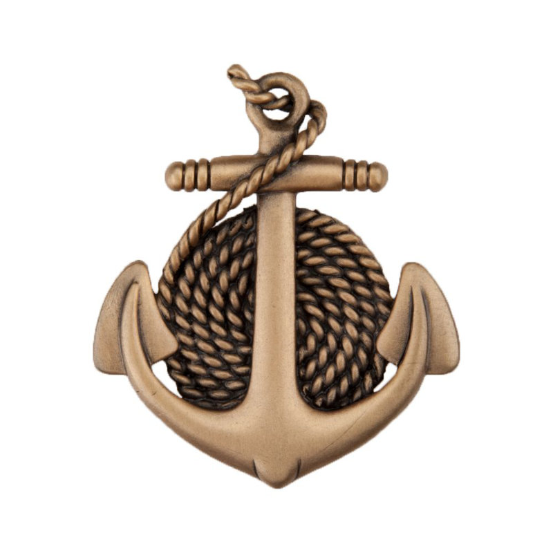 Anchor & Rope Cabinet Knob, Museum Gold