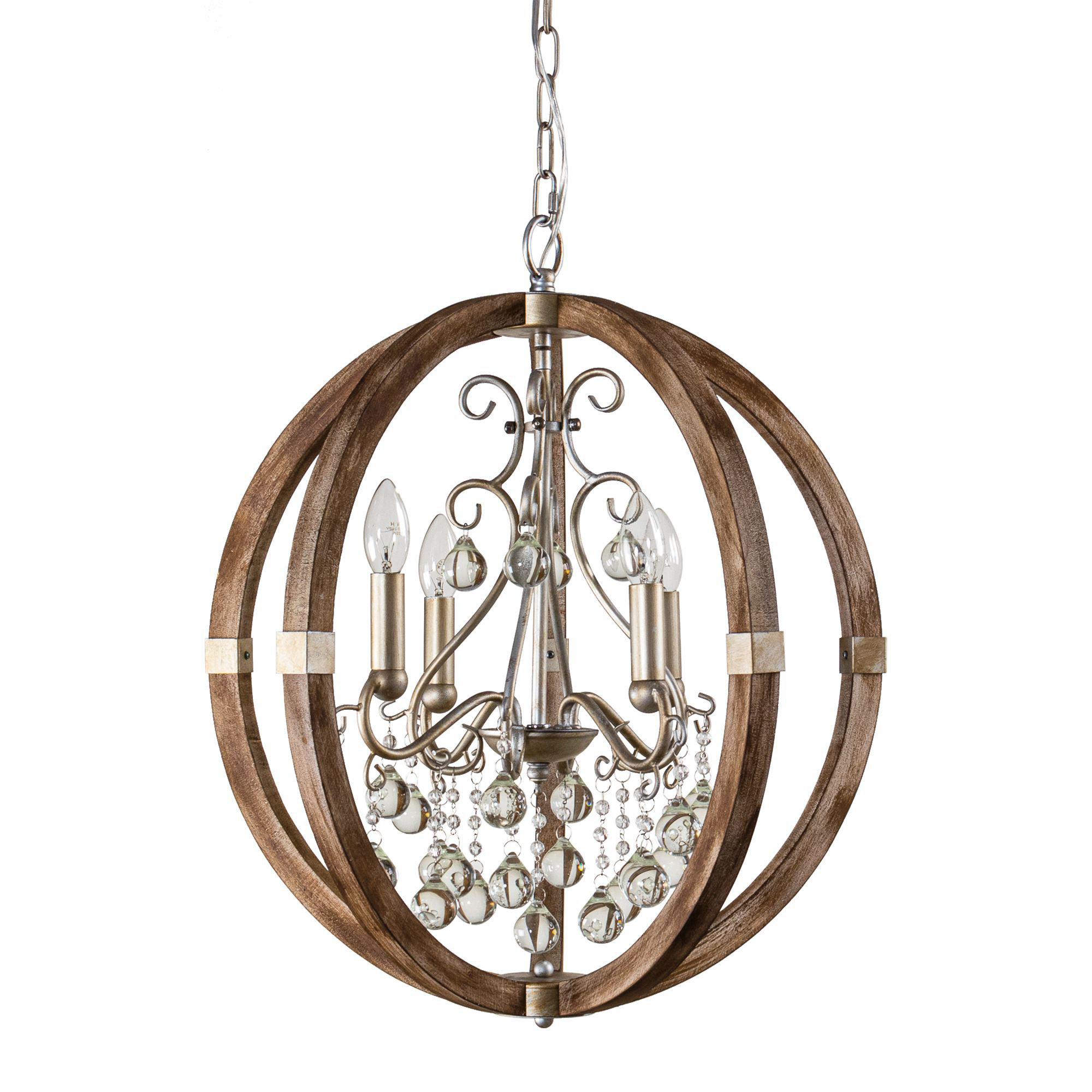 Laurel Foundry Modern Farmhouse® Shuler 4 Light Candle Style Globe Chandelier with Crystal Accents & Reviews | Wayfair