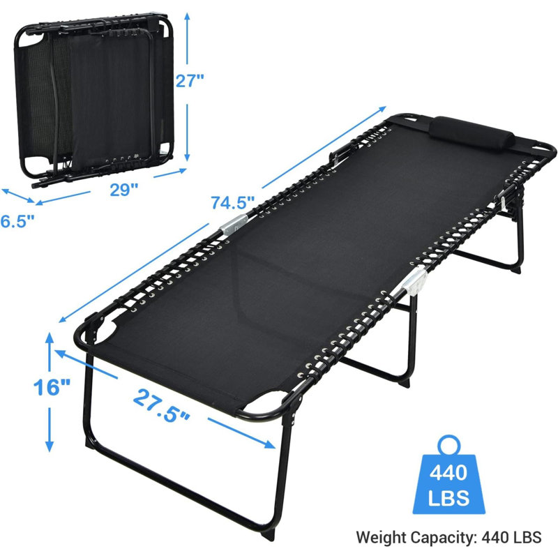 Chaise de plage pliante avec coussins Sulochna, Noir
