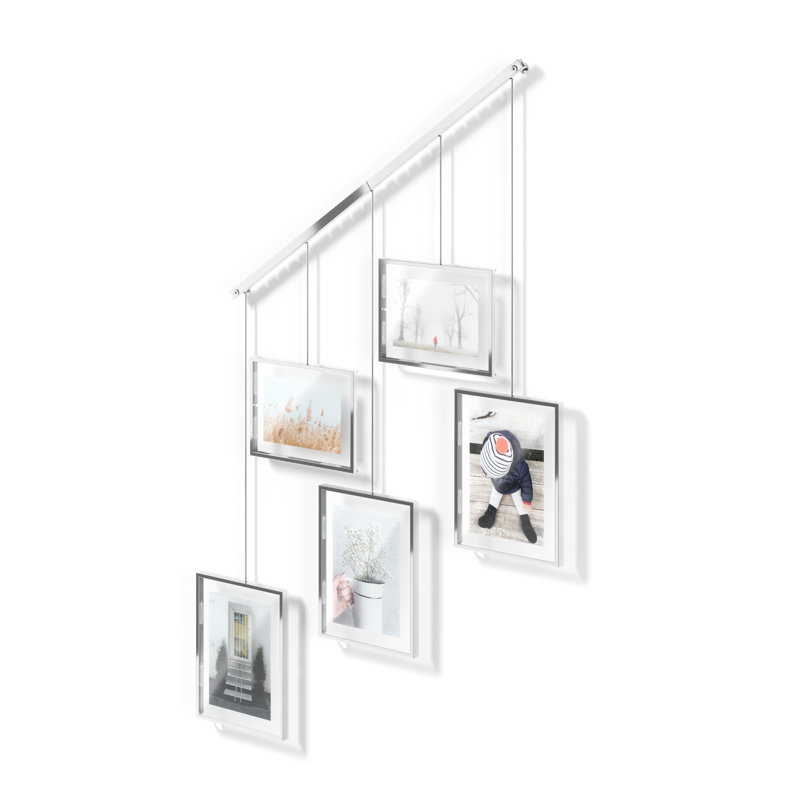 Exhibit Wall Picture Frames, Set of 5, Chrome