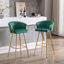 Ensemble de 2 tabourets de bar avec repose-pieds chromé, velours et pieds dorés, conception simple-129517114