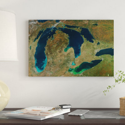 " Satellite View Of The Great Lakes, USA II " by Stocktrek Images