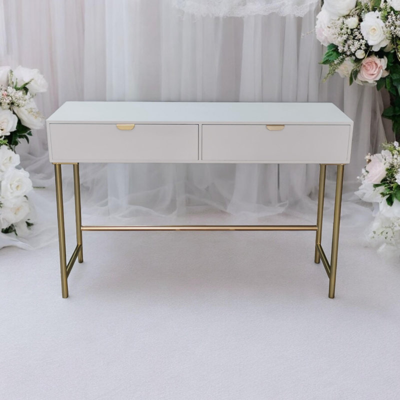 Agnela 120cm Solid Wood Top Console Table, White