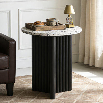 Faux Marble Round End Table