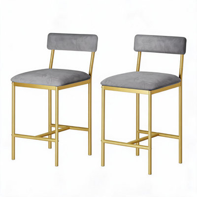 Counter Height Dining Table Set for 2 – 2 Upholstered Bar Stools and Storage Shelves, for Small Spaces, Apartments, Homes, and Studios