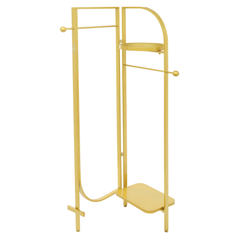 Foldable Freestanding Clothes Display Garment Rack For Clothes, Skirts, Scarves, Gold