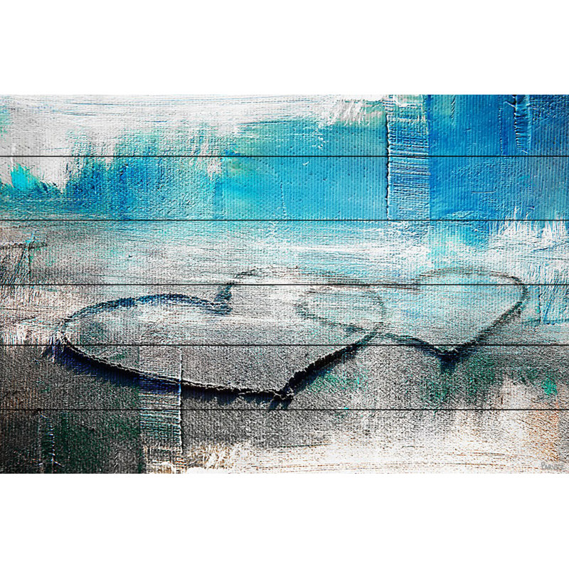 Cœurs reliés par Parvez Taj - peinture sur bois sans cadre, H 40 po x l 60 po x P 1,5 po