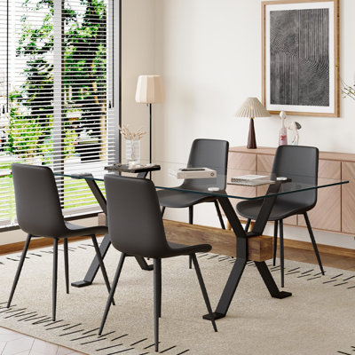 5-Piece Glass Top Dining Table Sets by Ivy Bronx