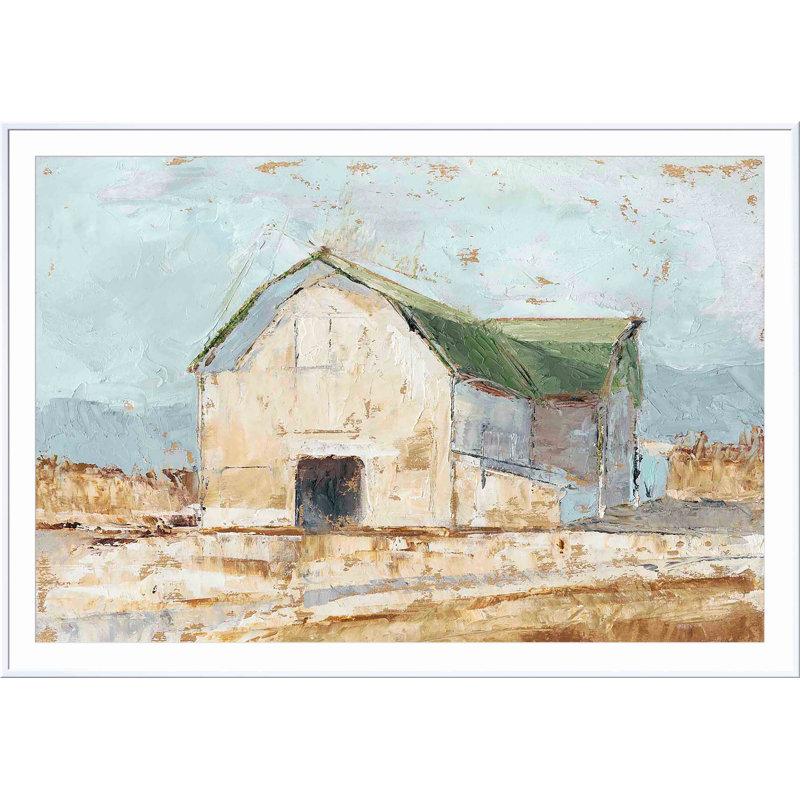 " Whitewashed Barn IV " by Ethan Harper Painting Print, Natural, 32"H x 48"W