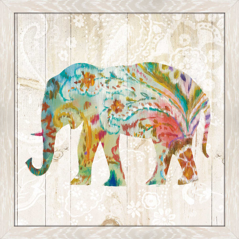 « boho motif cachemire éléphant ii », reproduction de peinture à l’acrylique, H 33,5 po x l 33,5 po x P 0,75 po