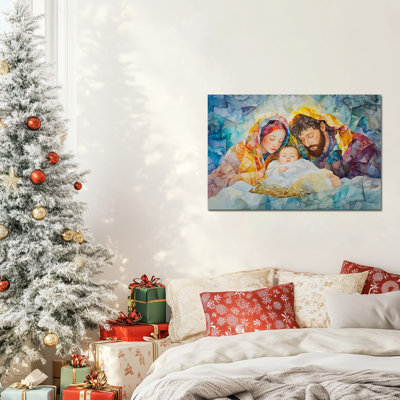 Grande scène de la Nativité, reproduction d'art sur toile, "La naissance de Jésus", affiche de Christian Home Church, Mary Joseph and Baby Jesus, reproduction d'art sur toile encadrée, 20 po x 30 po