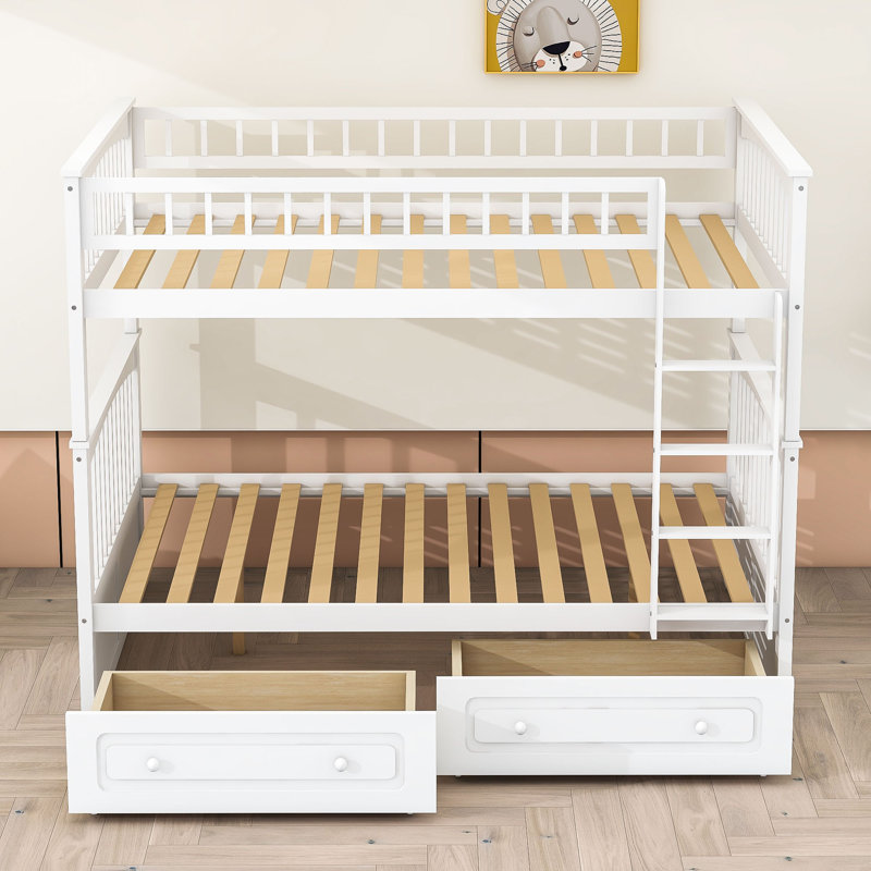 Ezai Full Over Full 2 Drawers Standard Bunk Bed by Harriet Bee, White