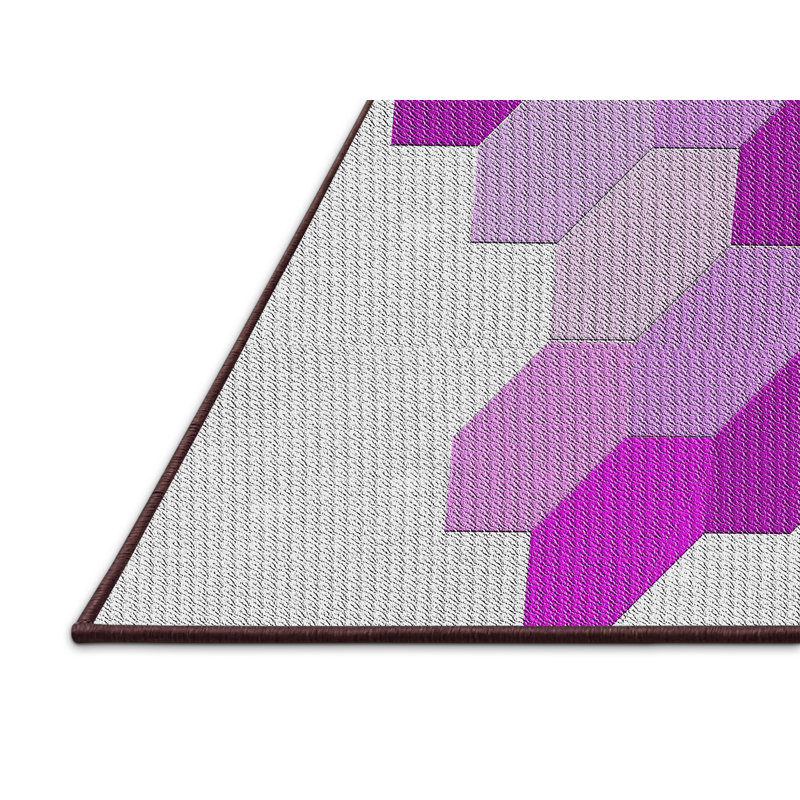 Tapis mauve à motif géométrique Kollman, Rectangle 5 pi x 7 pi