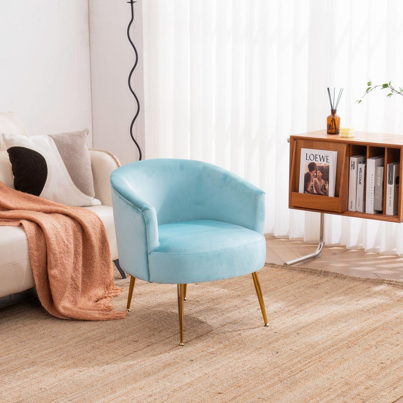 Fauteuil demi-tonneau en velours 24,46 po Javuneesha