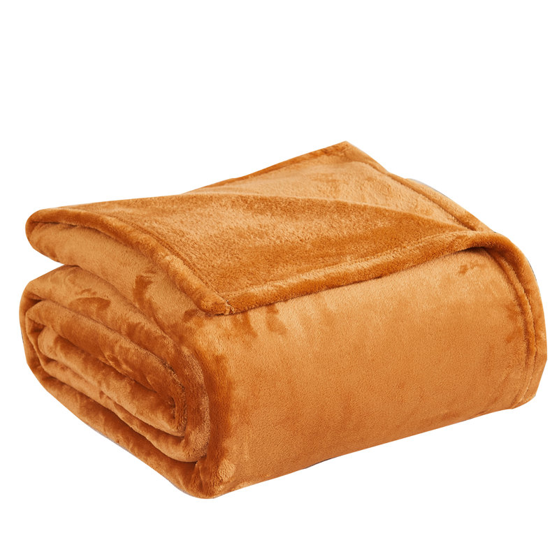  Couverture en flanelle de Noël de couleur unie, Orange brûlé, Grand