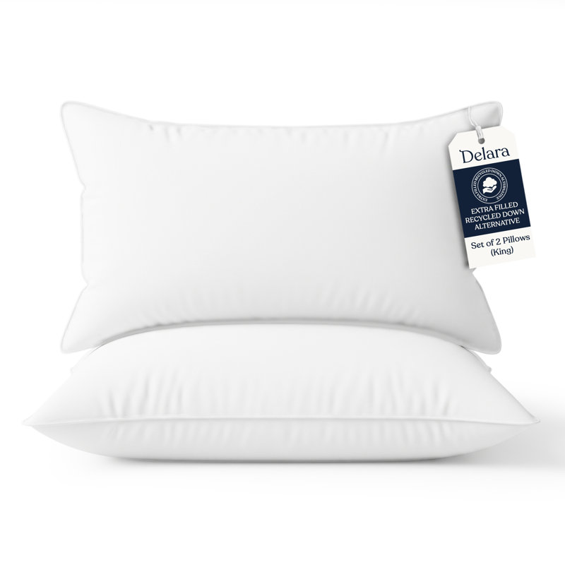  Ensemble de 2 oreillers pour dormir 20 po x 36 po, housse en coton biologique 300TC, rembourrage en duvet synthétique recyclé, soutien pour les dormeurs du dos et du côté, hypoallergénique et respirant