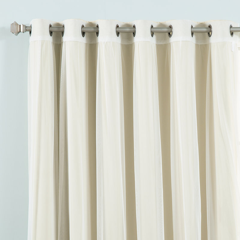 Granados Solid Blackout/Room Darkening Thermal Grommet 1 Sheer Curtain Panel and 1 Solid Curtain Panel Set, 80" W x 96" L