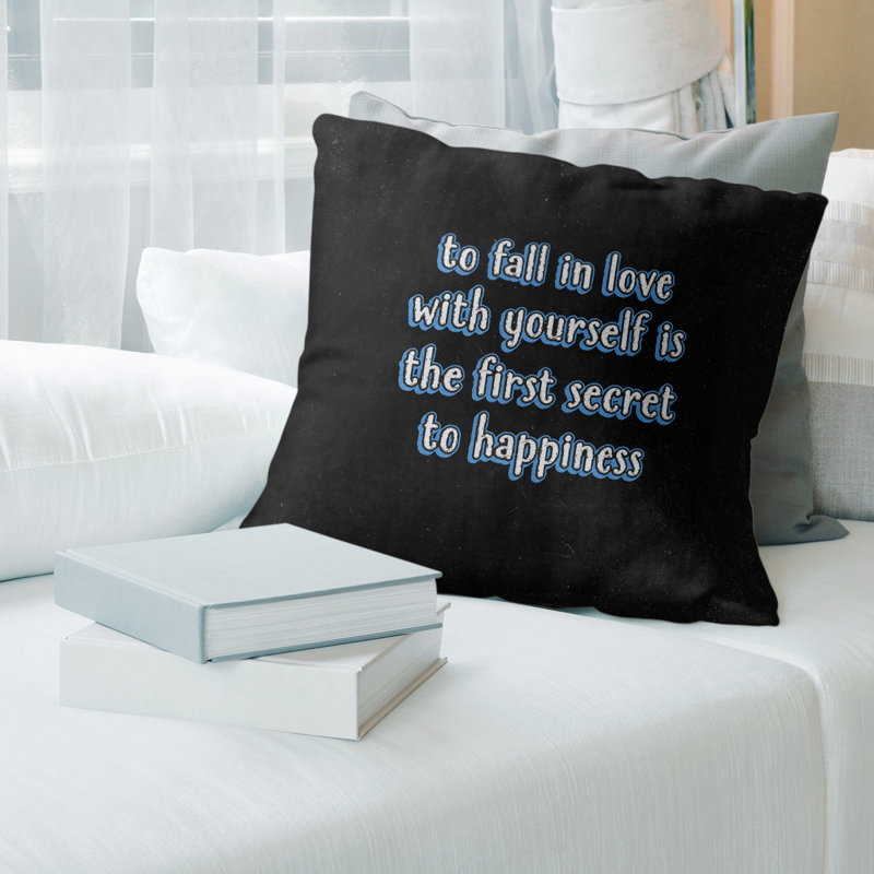 Oreiller amour vous, 18 po x 18 po, Noir / Bleu