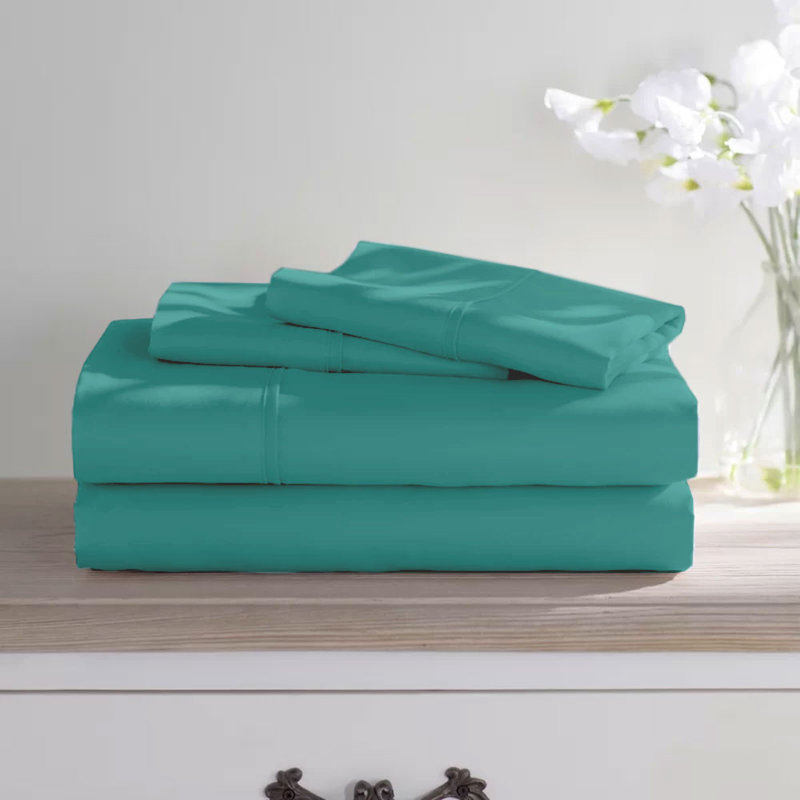 Wayfair Basics® 1800 Series Soft Microfiber Sheet Set, Full Sheet Set with 4 Pillowcases, Larkspur Blue