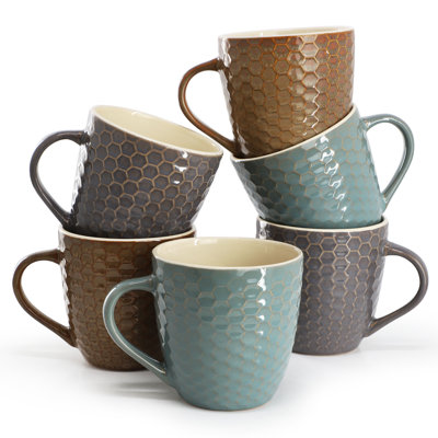 6 pièces 15 oz. Ensemble de tasses, couleurs assorties