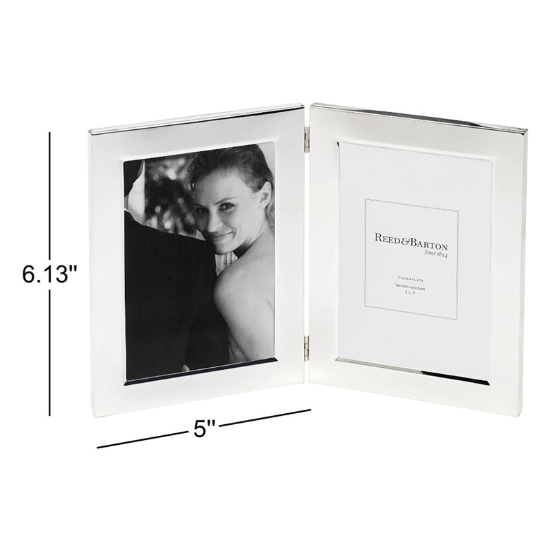 Silver Plated Giftware 5" x 7" Classic Channel Double Frame