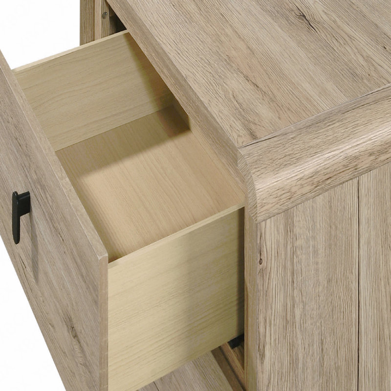 1Pc Mid-Century Natural Textures Warm, Wood-Inspired Finish Ample Drawer Space Five Drawers Tall Chest Storage Wooden Furniture