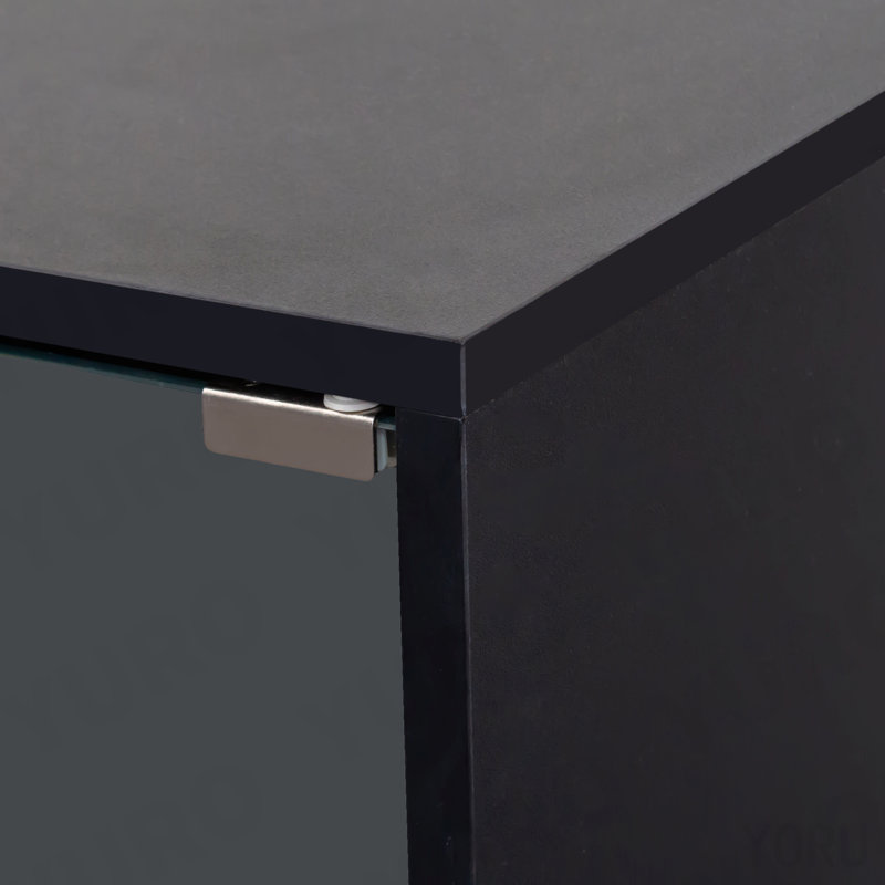 Boîte / bac à chaussures empilable, porte en verre, lumière DEL RVB - standard, Black