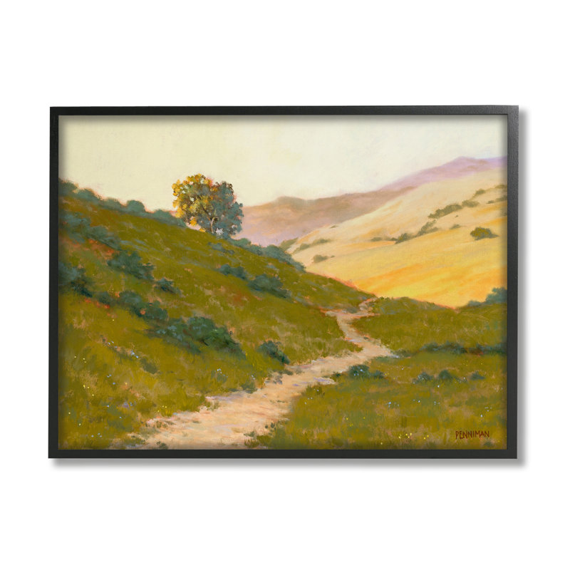 Vaste «Country Landscape Path» par Ed Penniman - Peinture, Giclée encadrée noir minuit, H 11 po x l 14 po x P 1,5 po