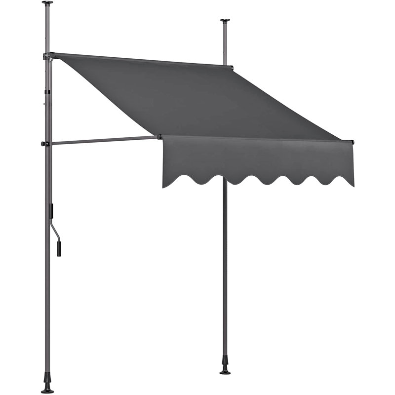 Dakota Fields 200cm W x 120cm D Fabric Dark Grey Cover Retractable Window Canopy