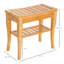 Banc de douche en bambou de 20 po de long avec tabouret de spa en bois, avec tablette de rangement sous le siège et range-chaussures